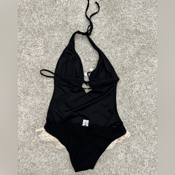 Shay Todd Swim One Piece - Lace Swimwear, (Black/White, Large) Made in USA -RARE - Picture 8 of 16